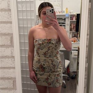 Nordstrom Strapless Dress with Floral Design